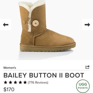 Ugg Bailey boot. Chestnut. Size 8